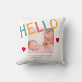 Pasgeboren HELLO typografie foto collage kinderkam Kussen (Voorkant)