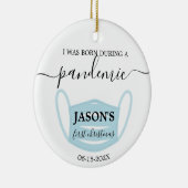 Pasgeboren in pandemie met foto-ornament keramisch ornament (Rechts)
