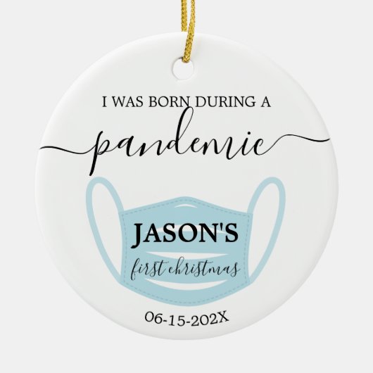 Pasgeboren in pandemie met foto-ornament keramisch ornament (Voorkant)