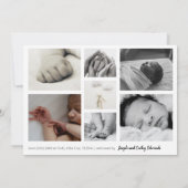 Pasgeboren Jongen Foto Collage Typografie Overlay Aankondiging (Achterkant)