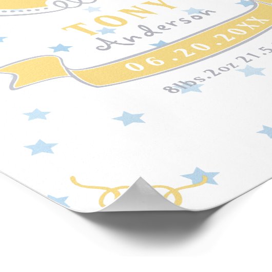 Pasgeboren jongen gepersonaliseerd baby keepsakes  poster (Hoek)