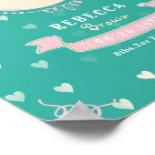Pasgeboren meisje gepersonaliseerde baby keepsakes poster (Hoek)
