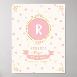 Pasgeboren meisje gepersonaliseerde baby keepsakes poster
