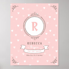 Pasgeboren meisje gepersonaliseerde baby keepsakes poster