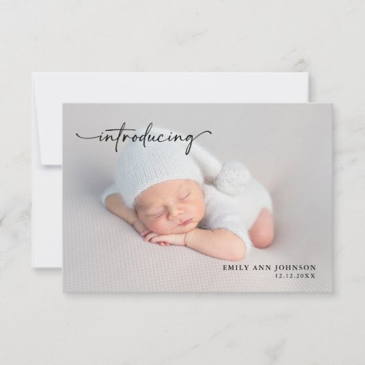 Pasgeboren Roze Baby Meisje Foto met statistieken Notitiekaartje (Voorkant)