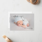 Pasgeboren Roze Baby Meisje Foto met statistieken Notitiekaartje (Voorkant / Achterkant in situ)