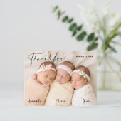 Pasgeboren Triplet Baby Dank u Kaart Foto Briefkaa (Staand voorkant)