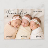 Pasgeboren Triplet Baby Dank u Kaart Foto Briefkaa (Voorkant)