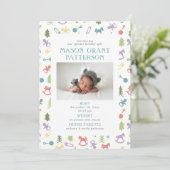 Pasgeboren Vakantie Fotoaankondiging Pastel Feestdagenkaart (Staand voorkant)