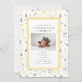 Pasgeboren vakantiefoto geel grijs feestdagenkaart (Voorkant)