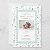 Pasgeboren Vakantiefoto Mint Grey Feestdagenkaart (Voorkant)