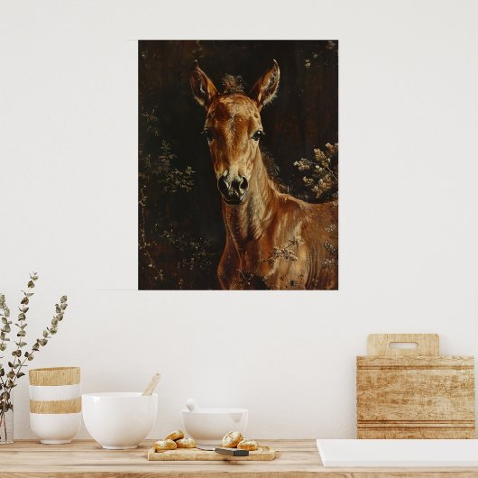 Pasgeboren veulen schilderij poster (Keuken)