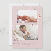 Pasgeboren Wildflower Fotocollage Roze Meisje Gebo Aankondiging (Achterkant)