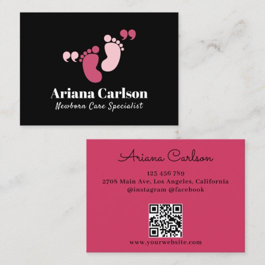 Pasgeboren zorgspecialist neonatoloog QR-code Visitekaartje (Voorkant / Achterkant)