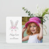 Pasgeborene Bunny Ears-fotokaart Feestdagenkaart (Staand voorkant)