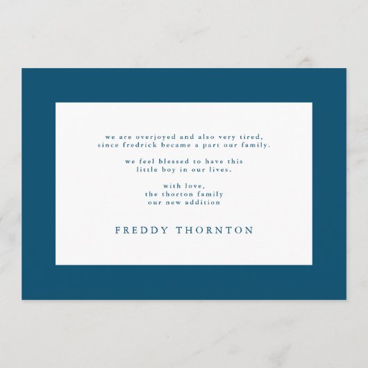 Pasgeborene foto blauwe collage baby geboorte aankondiging (Achterkant)