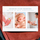 Pasgeborene foto blauwe collage baby geboorte aankondiging