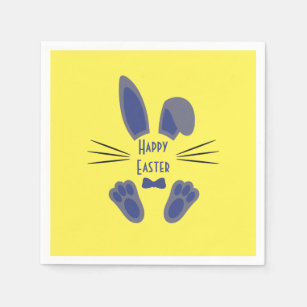 Pasgeborene Happy Paasblauw en geel Servet