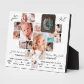 Pasgeborene Twin Baby Stats Foto Collage Monogram Fotoplaat (Zijkant)