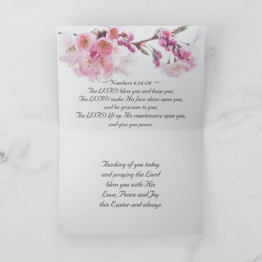 Pasgeborenen Bijbel Verse Roze Cherry Blossom Feestdagen Kaart (Binnen)