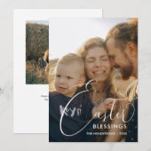 Pasgeborenen Blessenaar Elegant Script Photo Feestdagenkaart (Voorkant / Achterkant)