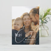 Pasgeborenen Blessenaar Elegant Script Photo Feestdagenkaart (Staand voorkant)