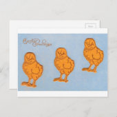 Pasgeborenen en kippen blauw feestdagenkaart (Voorkant / Achterkant)