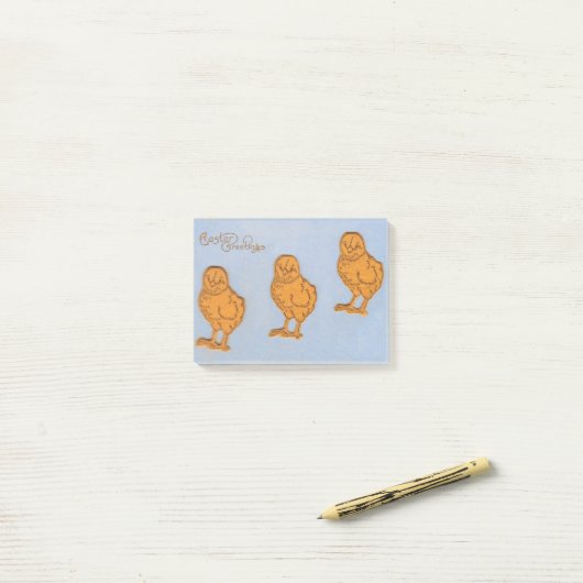 Pasgeborenen en kippen blauw post-it® notes (Op bureau)