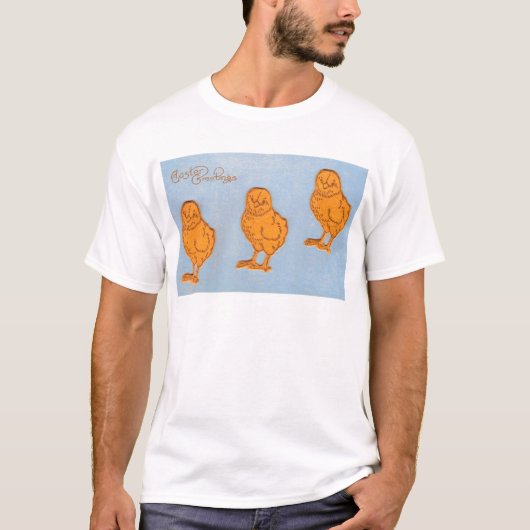 Pasgeborenen en kippen blauw t-shirt (Voorkant)