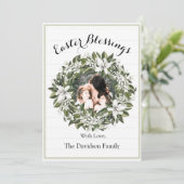Pasgeborenen Floral Fotokaart Feestdagenkaart (Staand voorkant)