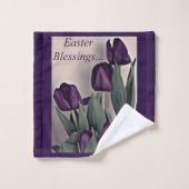 Pasgeborenen met Tulpbloemen in Paars Bad Handdoek (Wasdoekje)