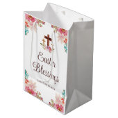 Pasgeborenen verslaafd aan Floral Religieuze Kruis Medium Cadeauzakje (Voorkant Gekanteld)