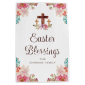 Pasgeborenen verslaafd aan Floral Religieuze Kruis Medium Cadeauzakje (Voorkant)