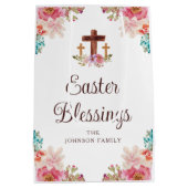 Pasgeborenen verslaafd aan Floral Religieuze Kruis Medium Cadeauzakje (Achterkant)