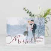 Pasgetrouwd 2 Foto Script Getrouwd Klein Kerstfees Feestdagenkaart (Staand voorkant)