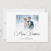 Pasgetrouwd 2 Foto Script Getrouwd Kleine Kerstmis Feestdagenkaart (Achterkant)