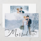 Pasgetrouwd 2 Foto Script Getrouwd Kleine Kerstmis Feestdagenkaart (Voorkant / Achterkant)