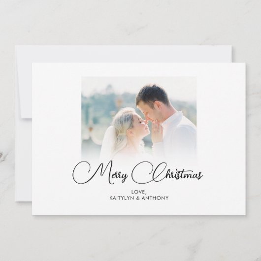 Pasgetrouwd 5 Foto Merry en Getrouwd Uw Groet Feestdagenkaart (Achterkant)