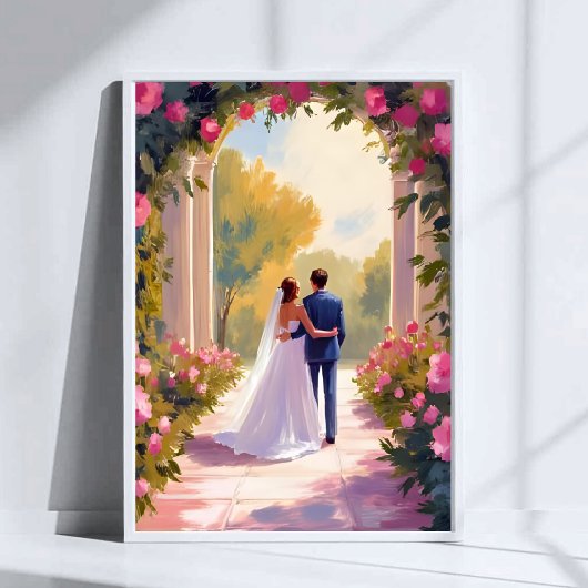 Pasgetrouwd Bruid & Bruidegom Huwelijks Schilderij Poster