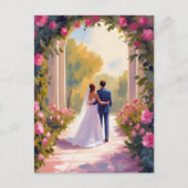 Pasgetrouwd Bruid & Bruidegom Huwelijkschilderij Briefkaart (Voorkant)