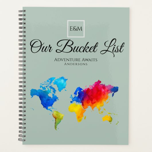 Pasgetrouwd EMMERLIJST Wereld Reis Kaart Thema Planner (Voorkant)