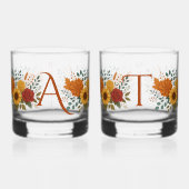 Pasgetrouwd Initiaal Bruid Bruidegom Herfst Huweli Whisky Glas (Voorkant)