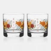 Pasgetrouwd Initiaal Bruid Bruidegom Herfst Huweli Whisky Glas (Achterkant)