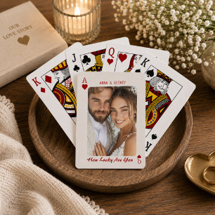 Pasgetrouwd Koppel Foto Ace Harten Pokerkaarten