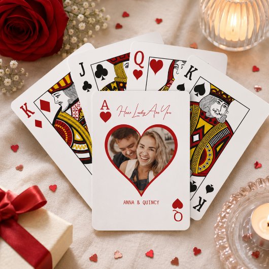 Pasgetrouwd Koppel Foto Ace Harten Pokerkaarten