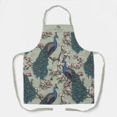 Pasgetrouwd meneer en mevrouw Floral Peacock Sage  Schort (Voorkant)