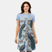 Pasgetrouwd meneer en mevrouw Florale Pauw Blauwe Schort (Gedragen)