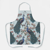 Pasgetrouwd meneer en mevrouw Florale Pauw Blauwe Schort (Voorkant)