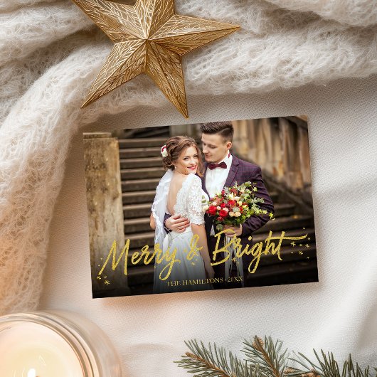 Pasgetrouwd Merry And Bright Foto Kerstvakantie Briefkaart