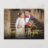 Pasgetrouwd Merry And Bright Foto Kerstvakantie Briefkaart (Voorkant)